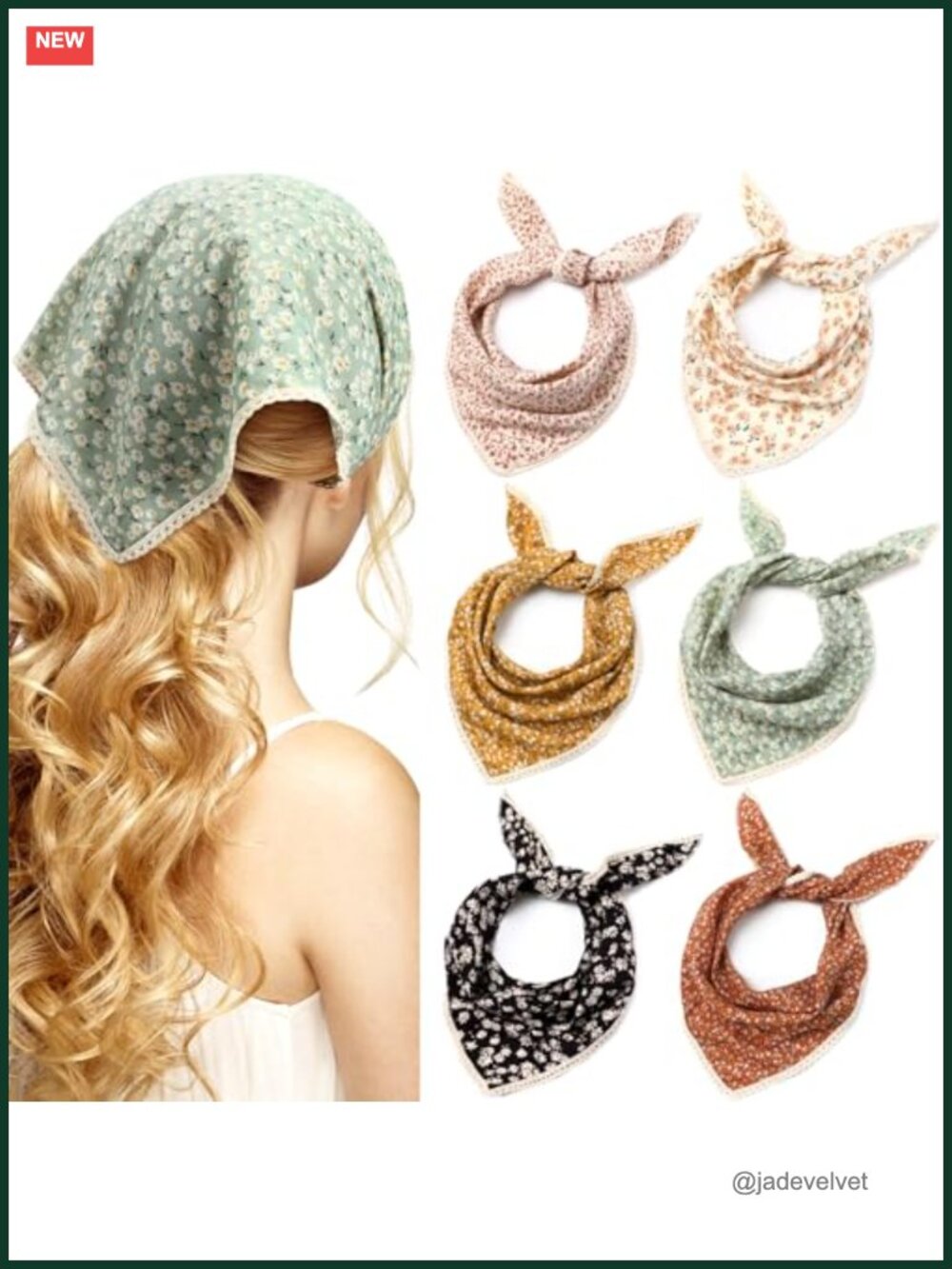 6-Pack Floral Hair Bandanas Head Kerchiefs for Women Chiffon Triangle Scarves